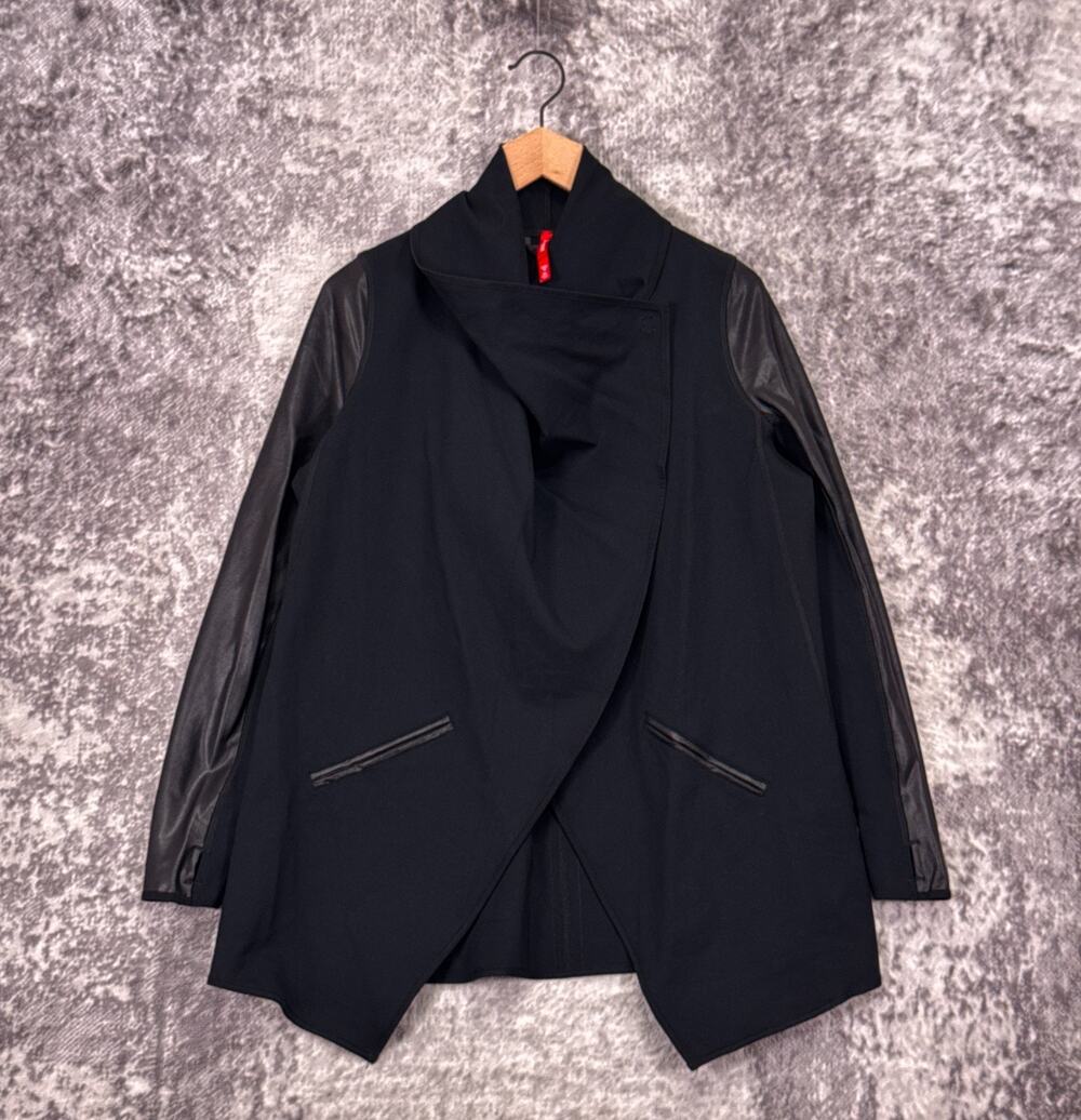 SPANX Drape Front Jacket Medium Womens Black